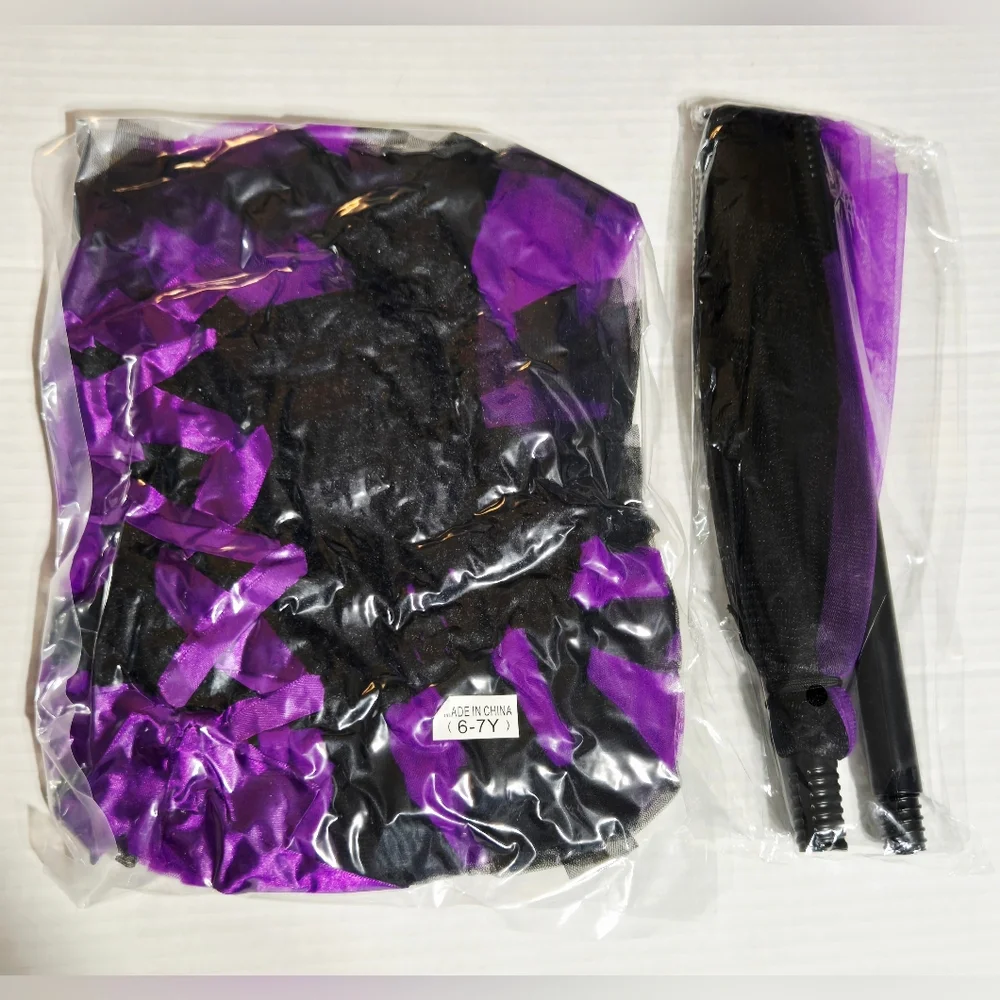 Girls Purple & Black Witch Tutu Dress Costume Set with Hat and Broom 6-7‎